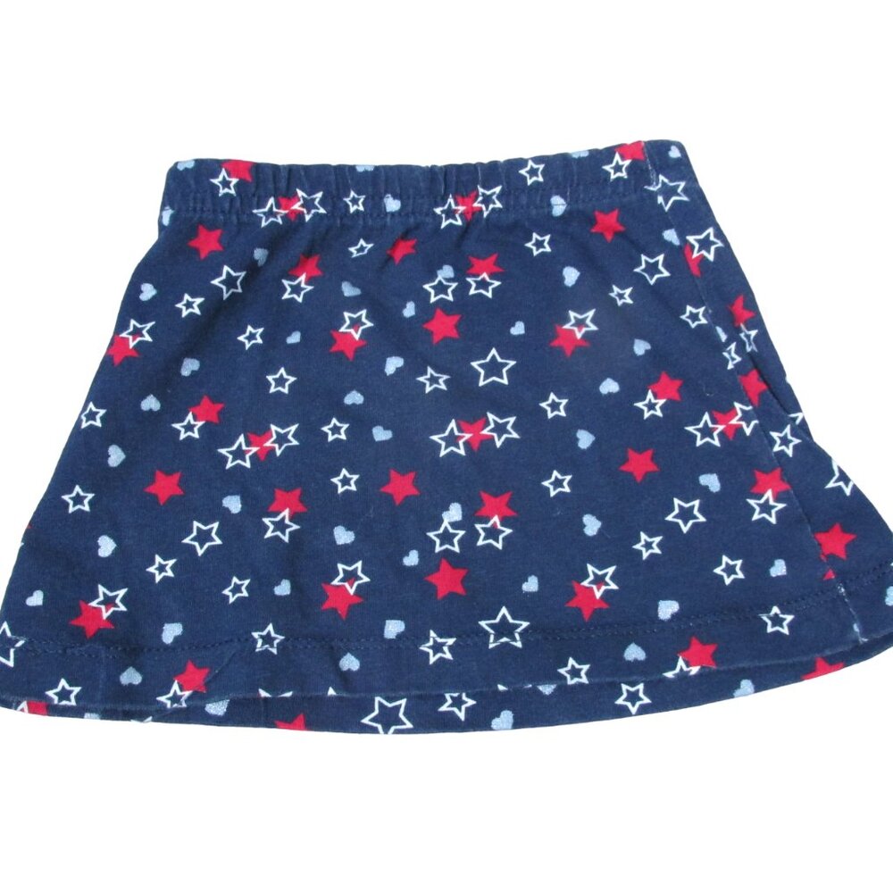 Pull On Patriotic Skirt Toddler Girls 12M Red White Blue Stars Elastic July 4th